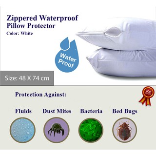 100% Waterproof Zippered Pillow Protector/Case, Dust Mites and Bed Bugs Protects