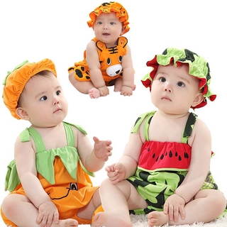 Halloween Baby Costume Kids Boys Cartoon Watermelon Tiger Pumpkin Fruit Animal Cosplay Newborn Infant Clothes Romper Suit Outfits Baby Birthday Gift Jumpsuit