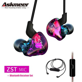 KZ ZST Hybrid Earphone with Mic + Bluetooth Wire+Dynamic Drive HIFI Bass Earbuds