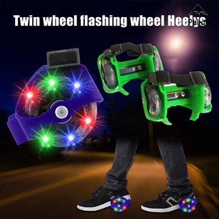 [PA] Two-Wheeled Heel Wheels Adjustable Roller Skates PVC Tricolor Luminous Wheel Shoes For Children