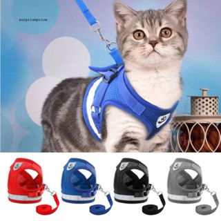 SPP_Pet Cat Small Dog Adjustable Reflective Walking Harness Vest with Lead Leash