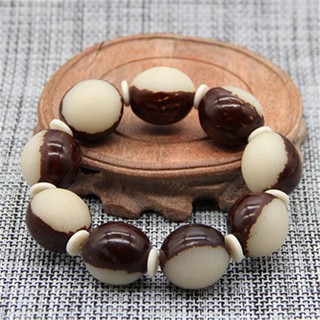 black pin☾✖white jade bodhi Root Buddha Beads Bracelets Handicrafts Yin Yang Hand111