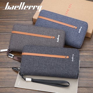 Baellerry Men's Canvas Wallet Long Zipper Wallet Leisure Multi Card Position Hand Bag