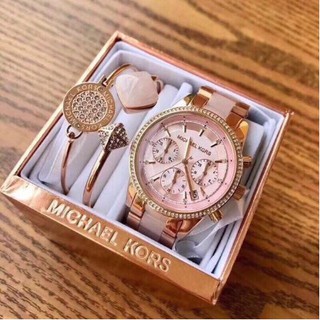 🎉PROMO🎉🍒💯 Micheal Kors Three-Piece Set Of Women's Watches With Two Exquisite Bracelet