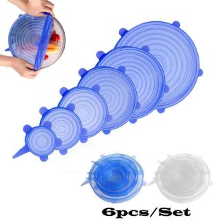 6Pcs Universal Silicone Stretch Suction Pot Lids Kitchen Containers Food Storage Covers Bowl Mug