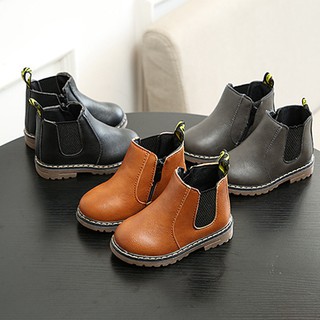Boys Girls Leather Boots England Child Retro Martin Boots