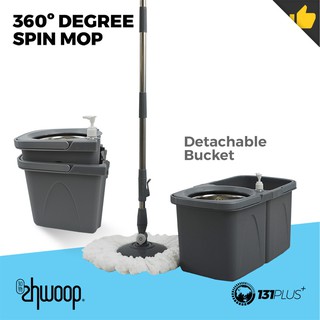 Zhwoop 360 Degree Spin Mop [ Special Detachable Dual Bucket / Auto Drain / Quick Drainage / Stackable / Lightweight ]