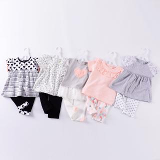 Ready stock spring and summer baby girl princess skirt pants suit light cotton top two-piece summer female baby clothes 12-24M