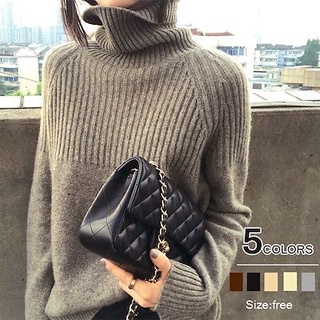 2021Autumn and Winter Cashmere Sweater Women's Loose and Idle Wool Knitted Turtleneck plus Size Solid Color Thickened Un