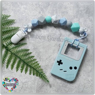 Handmade Silicone beads Pacifier Clip + Gameboy Teether