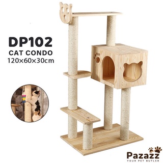 Pazazz Sisal Cat Scratching Tree Cat Condo Tower Pet Solid Wood Tree House Cat Toy Scratch Nest