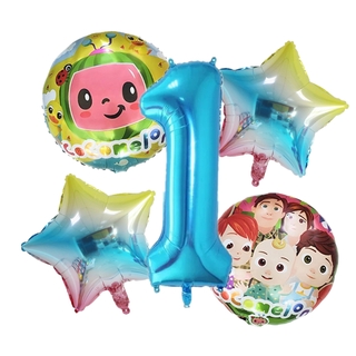 5Pcs Cocomelon Theme Balloon Birthday Party Set Baby Shower Decorations Aluminum Film Balloon Number Balloons