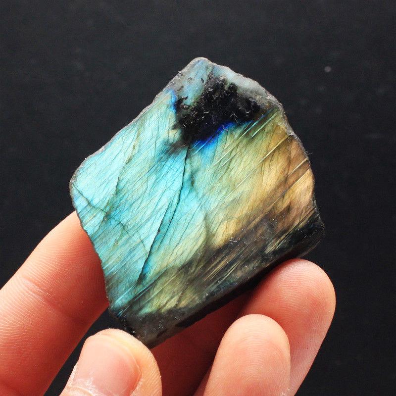 100g Natural Labradorite Crystal One Side Polished Stones Healing Ore Rock Decor