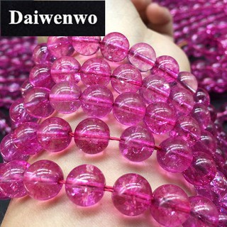 Rose Cracked Crystal Beads Stone Round 6-12mm Gemstone Loose Spacer DIY Bracelet