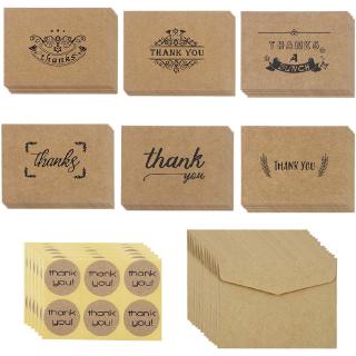 36Pcs Kraft Paper Envelopes with Blank Cards and Thank You Stickers for Wedding Graduation and Baby Shower Note