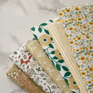yellow autumn floral printed cotton fabric Fat Quarter Bundle handmade DIY patchwork quilt Tilda cloth Sewing kain
