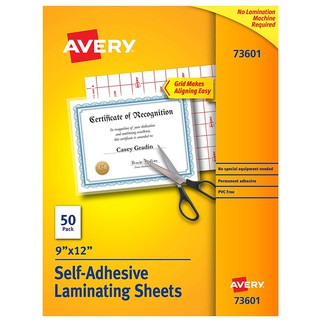 Avery Self-Adhesive Laminating Sheets. 9x12 inches. Permanent Adhesive. 50 Clear Laminating Sheets Per Pack.