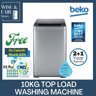 BEKO 10KG TOP LOAD WASHING MACHINE BTU1008S 🎁Free Ka Laundry Capsule 30s worth $30!🎁