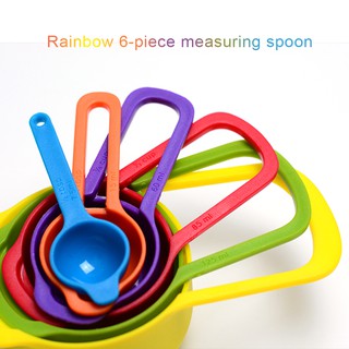 6pcs/Set Measuring Spoon Cups Set Rainbow Color Plastic Pastry Sauce Measure Cups