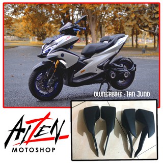 Yamaha Aerox 155 Matte Black and Carbon Fiber Pattern Winglet Set for Motorcycle Accessories