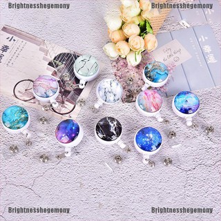 [Bright] Retractable Badge Reel Clip Fashion Starry Sky Pattern IC ID Card Badge Holder