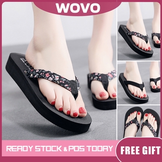 WOVO 2020 Flip Flops Wedge Shoes For Women Summer Flat Heel Fashion Outdoor Sandals Thick Bottom Slippers Women Shoes