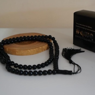 Natural Stone Tasbih Obsidian Jade Onyx Black 99 Grains Original Tasbeh - Eight Mm