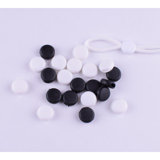 Face Mask Rope Silicone Clip,White/Black Round Elastic Cord Stopper Adjusting Clip,Cord Lock For Mask Cord Adjustment Accessories