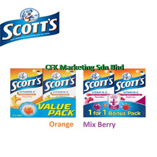 Scott's Vitamin C Pastilles 50s (2 x 100gm) - Orange / Mix Berry