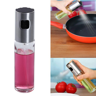 100ml Stainless Steel Glass Olive Oil Storage Pump Fine Spray Bottle Can Pot