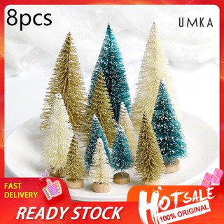 SP 8Pcs Mini Christmas Trees Snowy Pine Xmas Party Ornament Holiday Decoration