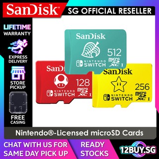 Sandisk Nintendo Switch MicroSD Card 4K V30 64GB 128GB 256GB 512GB QXAT QXAO 12BUY.SG Express Delivery Collection