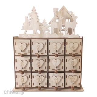 Advent Calendar Wooden 24 Day Countdown to Christmas Home Table Decoration