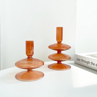 【insfree】🌱Ins Brown Glass Candle Holder Cafe Home Decoration