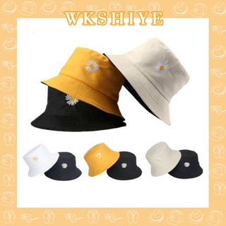 Sun Cap Chrysanthemum Embroidery Fisherman Hat Cotton Women Simple Two-Sided Bucket Hat Student Couple Hat