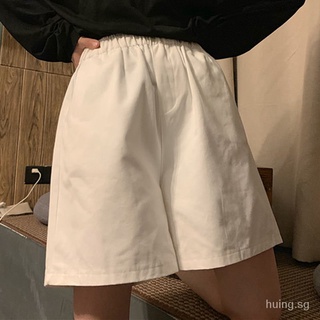 Korean Style Elastic Student Fashion Five Points2021Summer Shorts Overalls Casual New Loose Women's High Waist Wide Leg Women