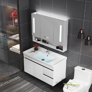Nordic solid wood bathroom cabinet combination simple light luxury bathroom wash basin wash basin smart bathroom mirror