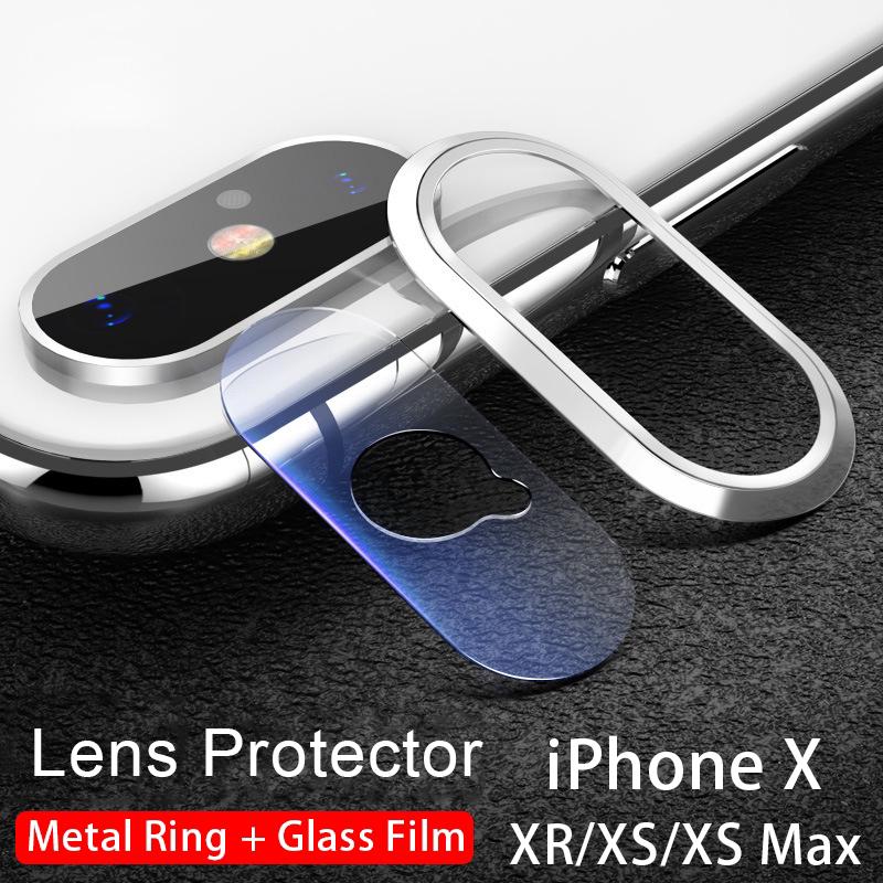 [Glass Film + Metal Ring] iPhone X XR XS MAX Fashion Camera Lens Protector
