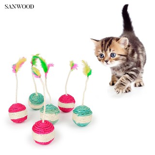 Buy It San Pet Cat Feather Scratching Sisal Ball Doll Tumbler Interactive Toy