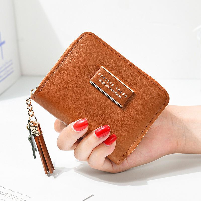Women PU Leather Short Zip Purse Ladies Card Holder Case Coin Bag Wallet