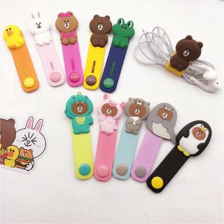 Lovely Cartoon Snap Button Headphone Winder Line Cubs Set Line