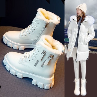Trendy Martin Boots Shoes All-Match Brushed Snow Cotton New Style 2021 Autumn Winter Short Th
