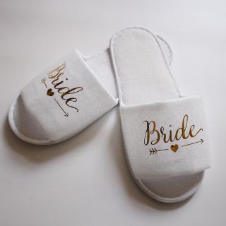 1 Pair Gold Glitter Letter Wedding Party Slippers Maid of Honor Bridesmaid