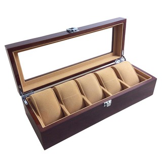 High Grade Wood 5 Slots Lock Watch Storage Jewelry Case Organizer Box Gift Boxes