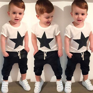 Star Kids Baby Boys Short Sleeve T-shirt Tops Harem Pants Summer Outfits Set AU