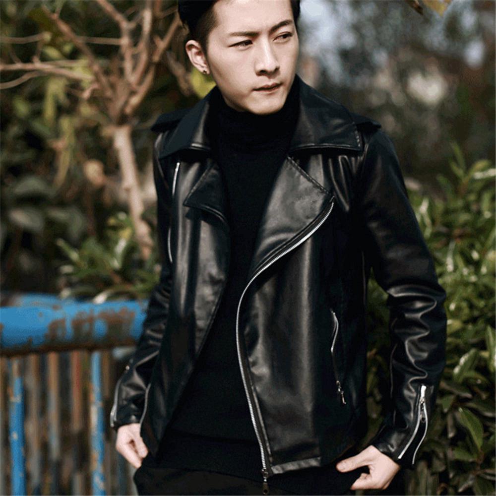 Man Leather Leather Jacket Slim motorcycle Outwear