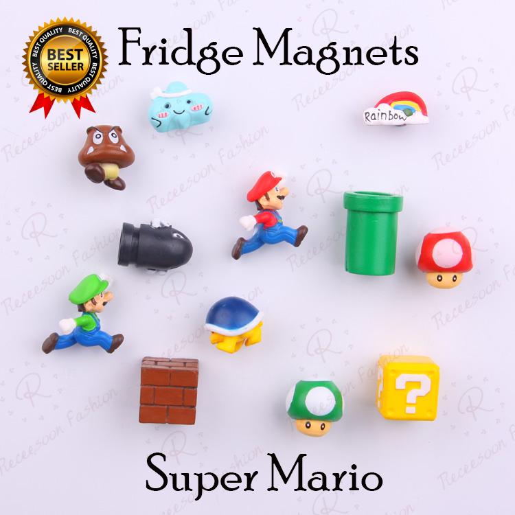 12pcs Super Mario Fridge Magnets Creative Mini Game Figures Magnet Home Decor Birthday Gift Set Gifts