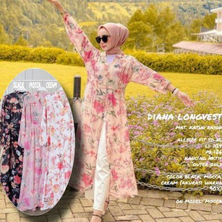 Diana Longvest Cardi Long Floral Vintage Flower Fashion Beautiful Modern Hijabers For Women (1)