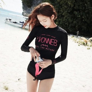 Women Swimwear Printing High Waist Long Sleeve Prevent Sun Swimsuit Swimwear One Piece (1)