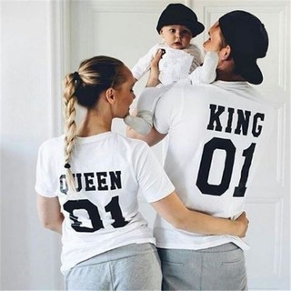 Summer Letter Print The King & His Queen Couple/Family Set T-Shirt